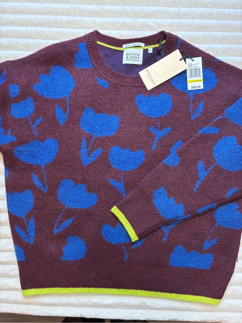 Scotch & Soda Amsterdam Women's M Burgundy Tulip Sweater NWT $98
